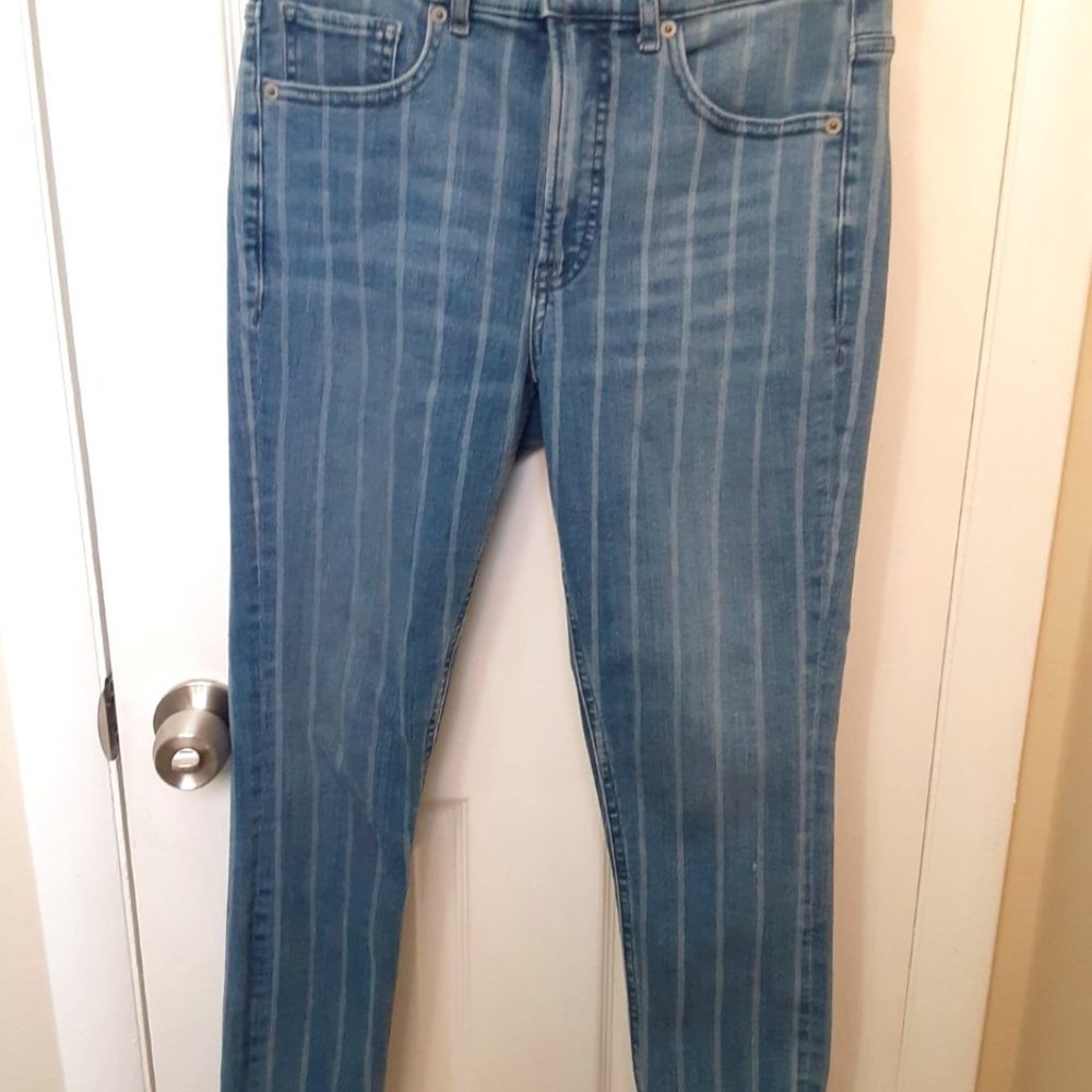 Pinstripe Express Skinny Jeans - Size 6